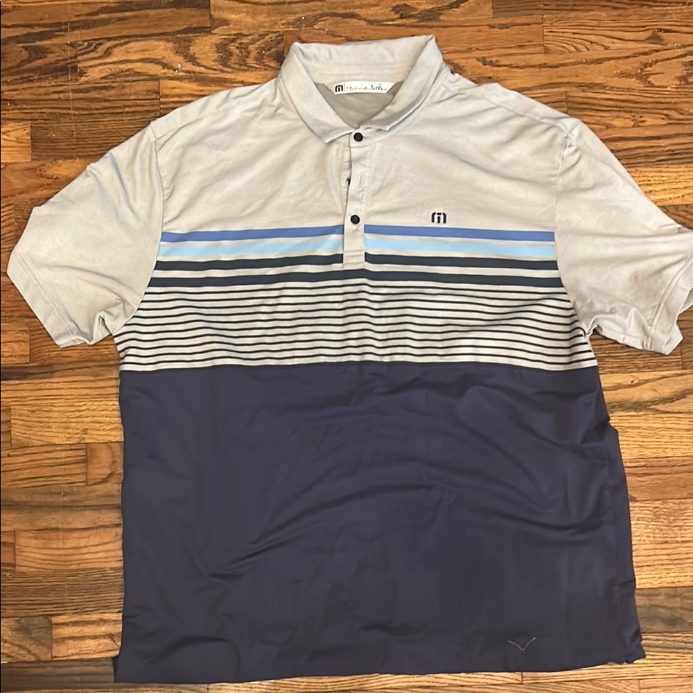 Travis Mathew Gray and Blue Polo Shirt Casual Elegance